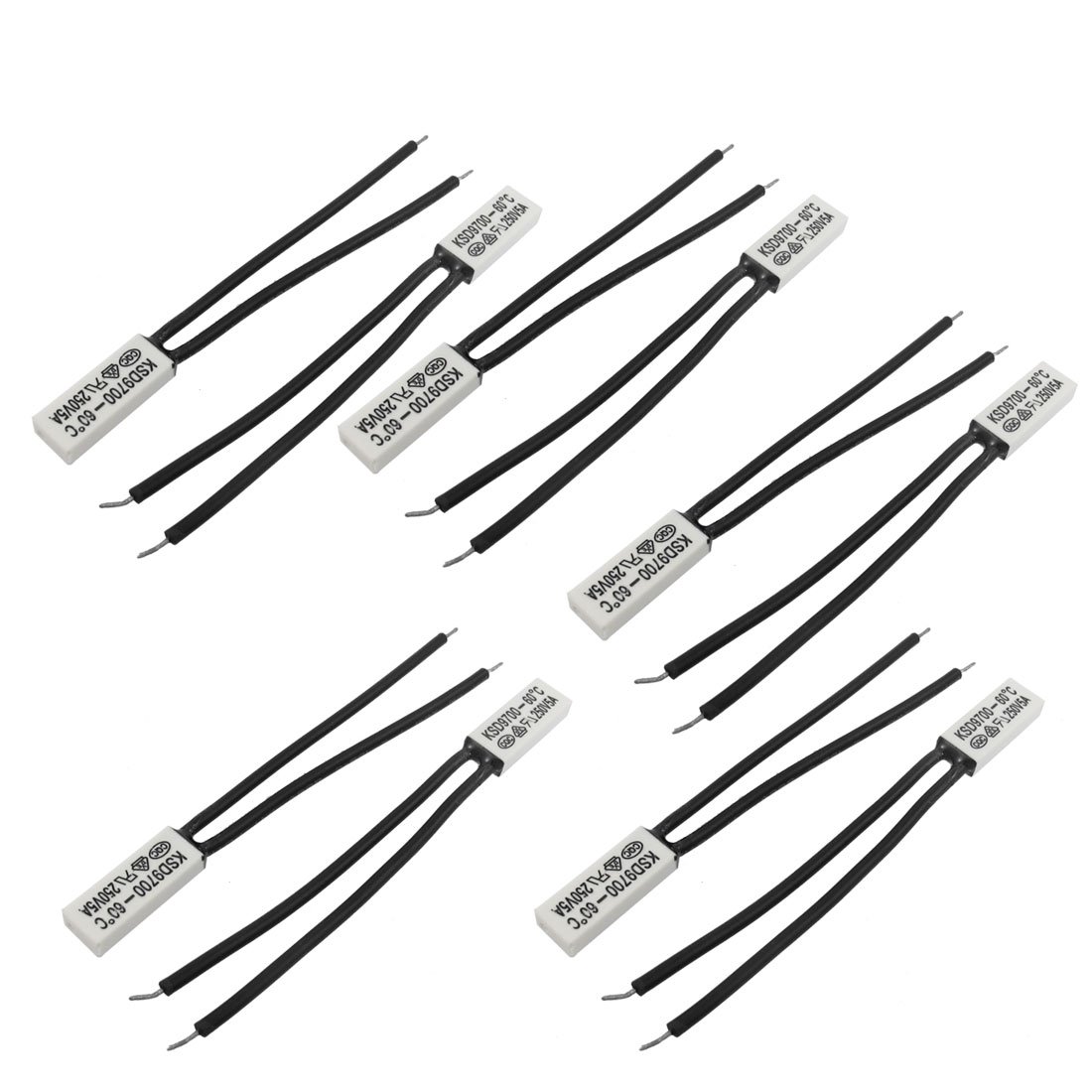 Sourcingmap 10 Pcs Plastic Head Temperature Switch Thermostat 60C N.C KSD9700