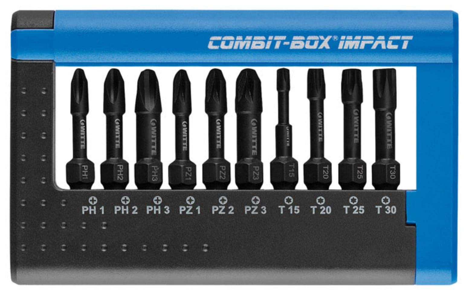 WITTE 28477 - Juego de 10 puntas de impacto COMBIT-Box en caja dispensadora