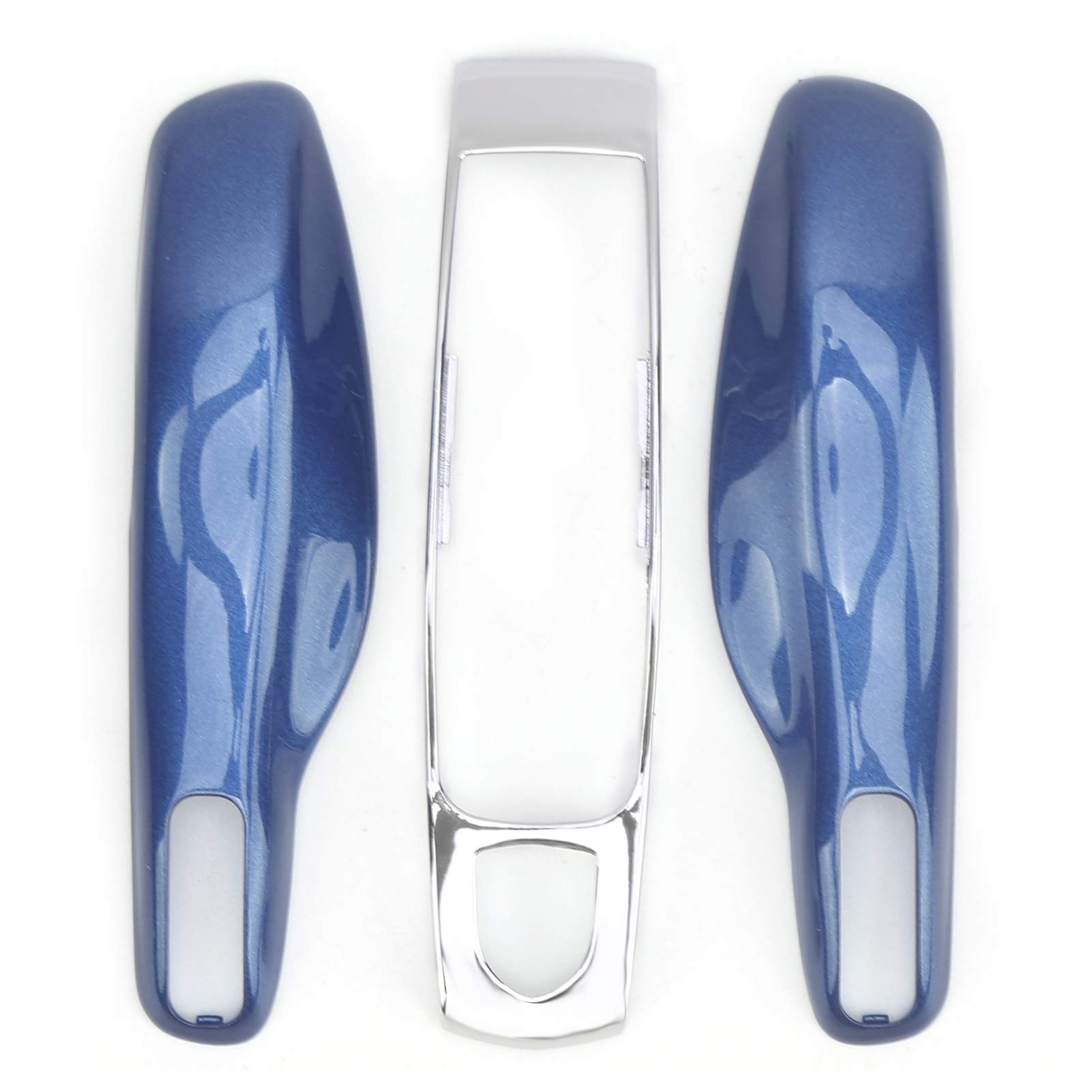 Car Key case, ABS Remote Control Key Case, Shell Button Pad Outer Cover Suitable For 92A Models After 2011(Sapphire Blue + Silver Shell)