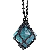 Anjiucc Natural Gemstone Crystal Pendant Necklace Stone Holder Necklace Cord Hand-Woven Necklace with Adjustable Length for Women Men