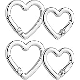 4 Pcs Heart Shaped Keychain Clip, Zinc Alloy Cute Heart Carabiner, Small Craft KeyringSpring Snap Clasp Hook for Camping Hiking Fishing Traveling