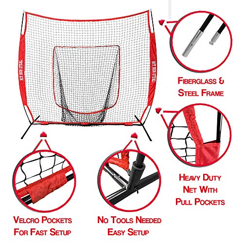 Hit Run Steal Heavy Duty Softball & Baseball Net with Carrying Bag, and