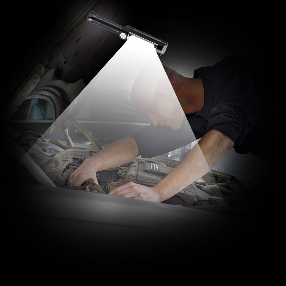 LED Arbeitsleuchte Werkstattlampe Inspektionsleuchten COB LED Taschenlampe mit Magnetfuß Magnet Teleskopstange 3 Leucht-Modi MEHRWEG