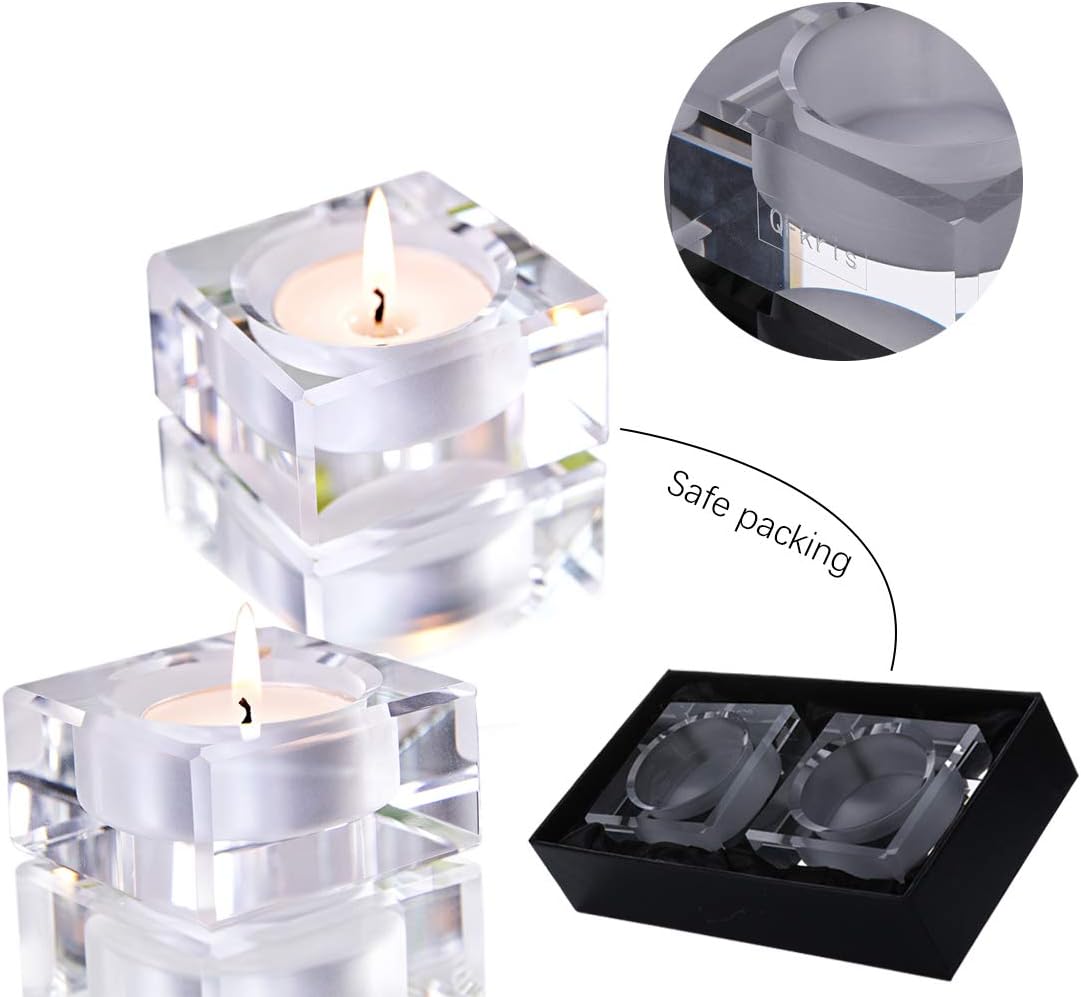 2 Pack Square Tealight Candle Holders Dinner Table Decor for Home: Kitchen & Dining