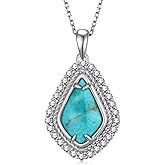925 Sterling Silver Real Turquoise Necklace for Women – Western Turquoise Jewelry – Native American Style Pendant