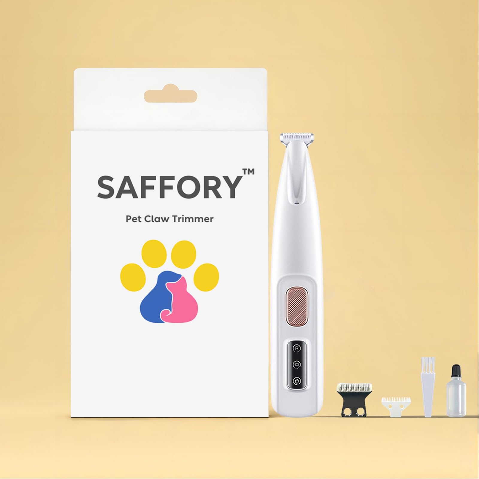 Photo 1 of Saffory Dog Paw Trimmer, Pet Claw Trimmer with LED Light, Low Noise USB Rechargeable Pet Clipper. Suitable for Dogs and Cats, for Trimming Hair Around Paws Eyes Ears Face Buttocks. (1)