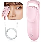 Heated Eyelash Curler - Fast 8-Second Heat & 24H Curl - Type-C Rechargeable, 2-Temp Modes, Mini Lash Curler, Safe Silicone Pad for Natural Long-Lasting Lift