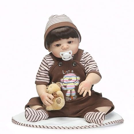 FidgetGear NPK 56cm Full Body Silicone Reborn Baby Boy Dolls Educational Toy Lifelike Sleeping Newborn Baby Soft Doll