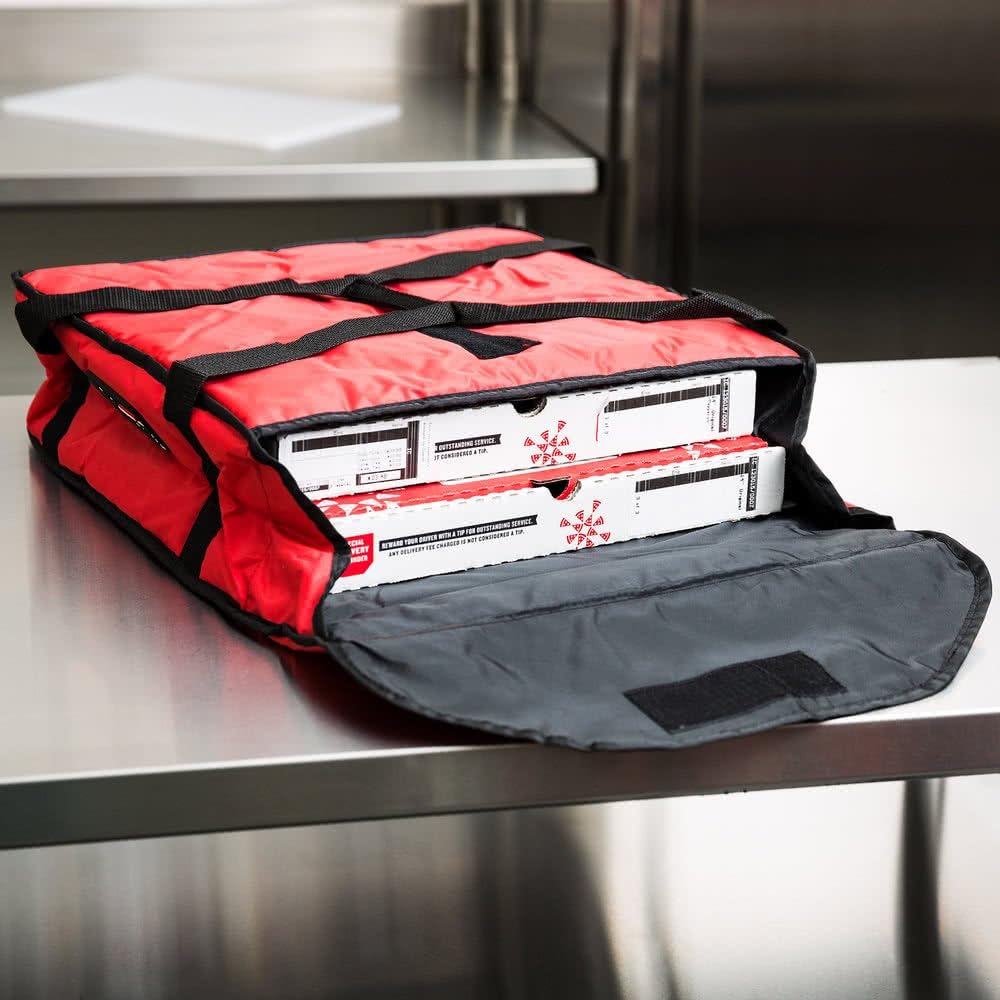 Rubbermaid FG9F3500RED ProServe 18" x 18" x 5 1/4" Red Insulated Small Nylon Pizza Delivery Bag