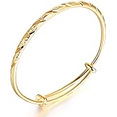 Eyixvan Gold Plated Adjustable Bangle Bracelet for Women, High Polished Elegant Classical Bangle Jewelry Gift for Birthday, Anniversary, Valentines Day, Mothers Day, Christmas Gift for Her