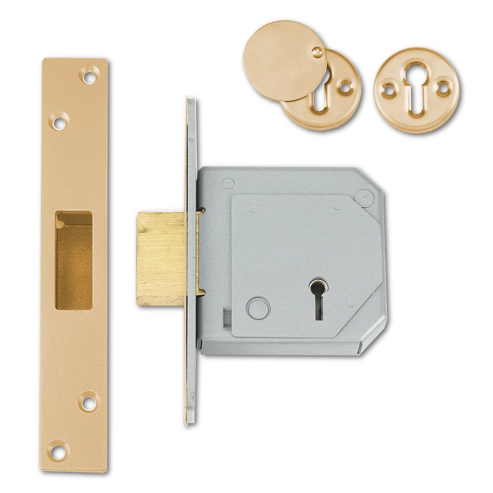 Union Locks 3G114E 5-Lever Mortice Deadlock C-Series 67mm Case - Brass
