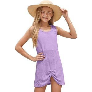 Humordream Girls Swim Cover Up Summer Beach Dress | Kids, Sleeveless, Summer Swimsuit Coverup, Twist Front Swim, Beach Vacati