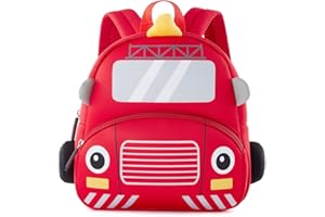 KK CRAFTS Preschool Backpack Toddler Neoprene Animal Waterproof Schoolbag Lunch backpack for Kids Boys Girls (Fire Engine)