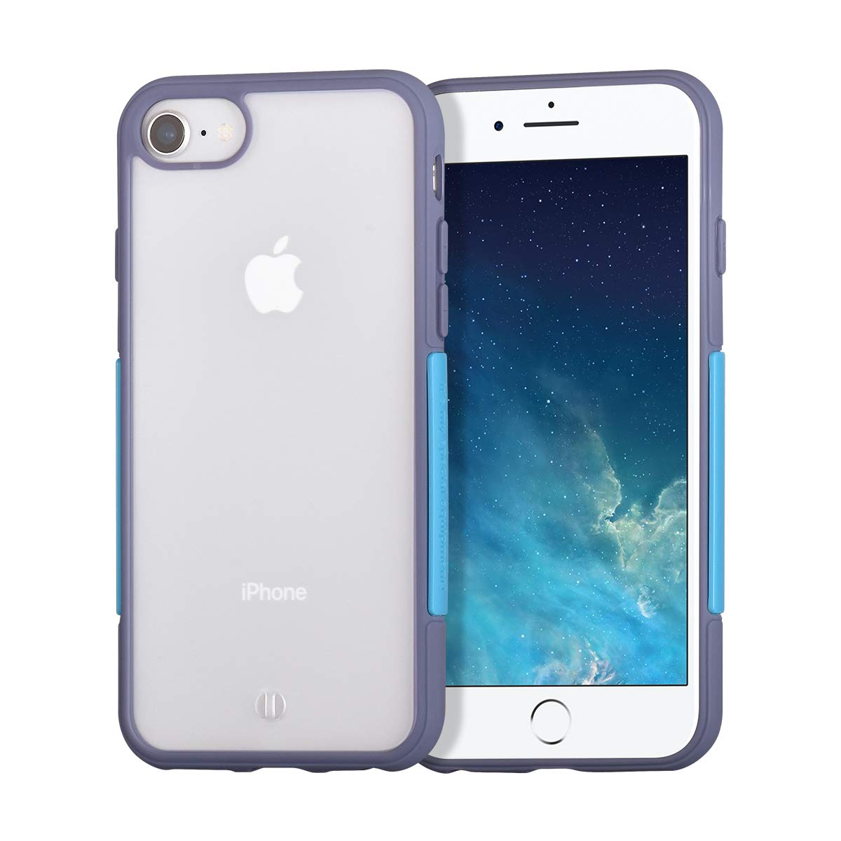 UEEBAI Case for iPhone SE 2020 iPhone 7 iPhone 8, Fashion Simple Case Shockproof Flexible Soft TPU Bumper Matte Transparent Hard PC Back Cover Protective Phone Case for iPhone 7/8 - Blue