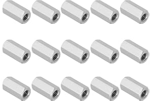PATIKIL 1/4"-20 UNC 304 Stainless Steel Hex Coupling Nuts, 15Pcs 0.8" Length Fully Threaded Rod Coupling Nut Studding Connector Fasteners, Silver Tone