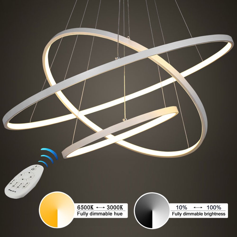 Moderne LED 3 Ring Pendelleuchte 60 * 40 * 20 Acryl und Metall Büro
