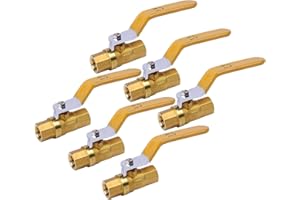 YADIAN 6 Pcs 1/4" Ball Valve Heavy Duty Brass Ball Valve Shut Off Switch, NPT Female, 600 WOG (Water, Oil and Gas), Pipe Fitting Air Compressor Shut Off Valve, Pack of 6
