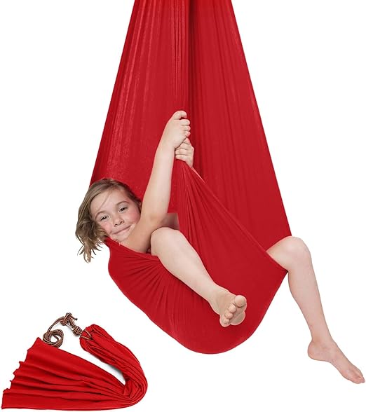 Moracle Hamaca para Niños Swing de Terapia hasta 100 KG Columpio Interior para Niños de Más de 3 años Hamaca de Yoga Aérea Ajustable Columpios Infantiles (Rojo): Amazon.es: Jardín
