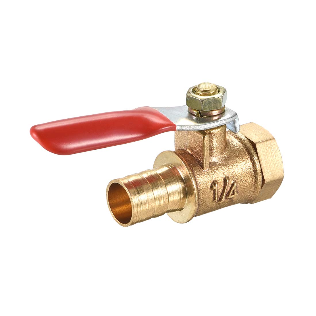 uxcell Brass Air Ball Valve Shut-off Switch G1/4 Female to 3/8" Hose Barb Pipe Tubing Fitting Coupler 180 Degree Operation Handle