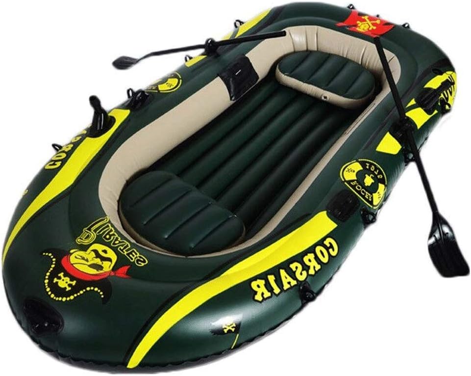 GUOE-YKGM Kayak 2/3/4-Personen-Ausflug Aufblasbares Kajak-Angriffsboot-Set Mit Kunststoff-Rudern - Aufblasbares Pool-Strandspielzeug Geeignet for Strand-, Rafting-, Surf- Und Inselfahrten - Grün