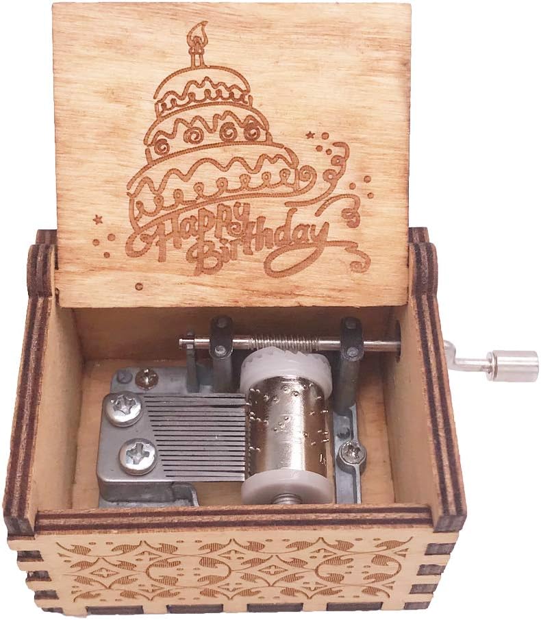 Caja musical de madera tallada con manivela para cumpleaños: Amazon.es: Hogar