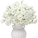 MEIVINES Ranunculus Artificial Flower White Faux Silk Mini Peony Flowers Fake Peonies Wedding Flowers DIY Bouquet for Centerpieces Arrangements Bridal Shower Decorations 18 Pcs(White)