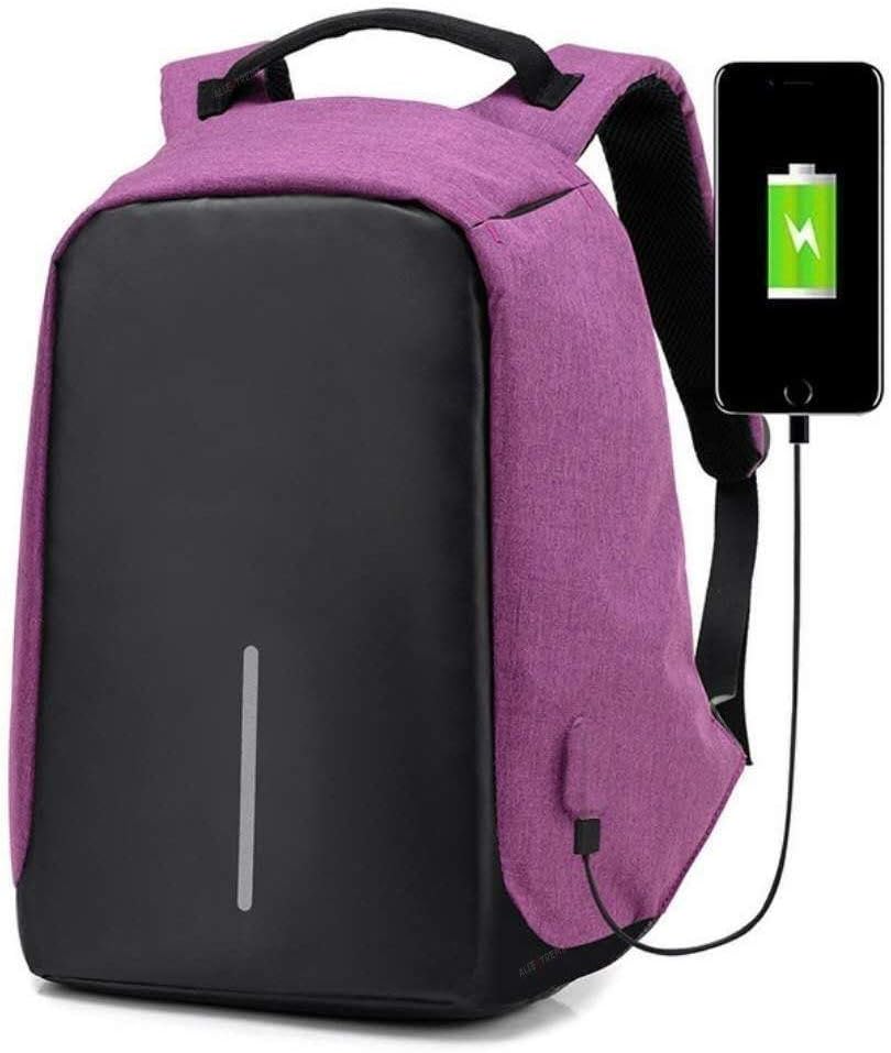 Tuscan Anti Theft Casual Laptop Backpack with USB Charging Port (Purple)