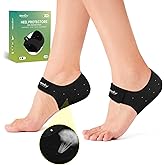 Welnove Gel Heel Protector Cups, Inserts Pads for Women Men, Plantar Fasciitis, Heels Spur Pain Relief, Achilles Tendonitis Dry Cracked Heel Support Cushion Black (W 4.5-9 / M 5-8)