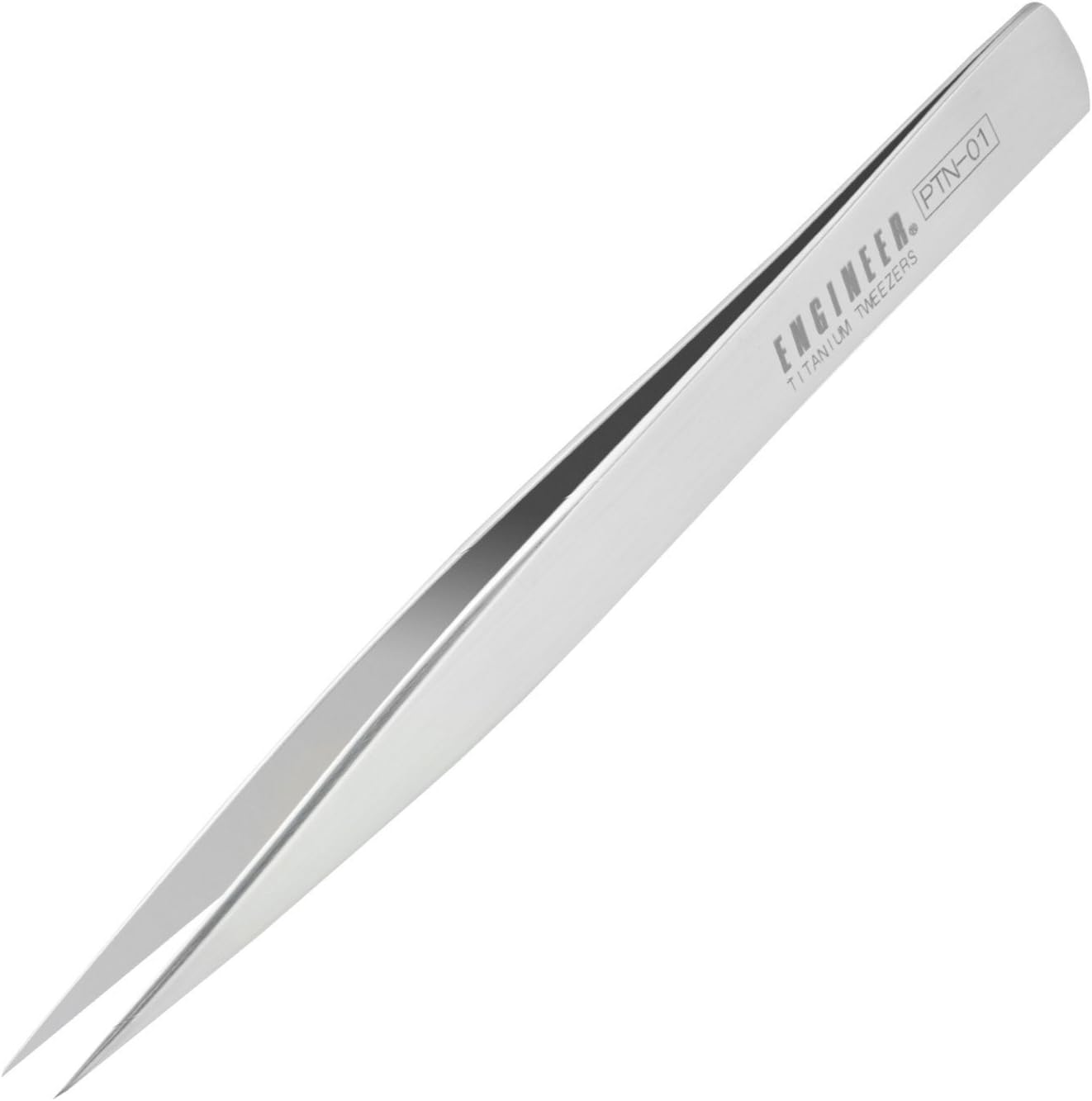 Titanium Tweezers, fine Pointed Tips (125mm). Made in Japan. ENGINEER ptn-01, Silver