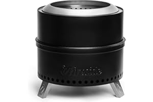 TURBRO 19 Inch Smokeless Fire Pit for Outdoor Wood Burning, Portable Stainless Steel Camping Stove with Stand, Removable Ash Pan, Waterproof Storage Bag, Unique Nested Design, Pluto R19-PG, Black