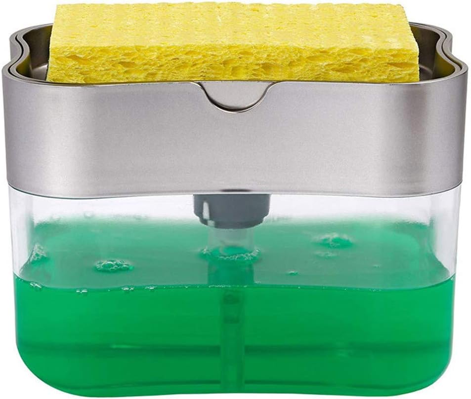 Toysgamer Soap Pump Dispenser and Sponge Holder for Kitchen, Premium Quality Dish Soap Dispenser, Durable & Rust Proof, 13 Ounces