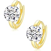 Moissanite Hoop Earrings, Moissanite Earring White Gold Plated Sterling Silver Huggie Hoop Earrings for Women Gift