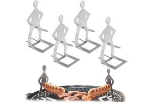Projiaxion 4PCS Funny BBQ Hot Dog Holder, Reusable Stainless Steel Hotdog and Sausage Stand, Portable Hot Dog Roaster, Stainl