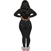 SUEER Women Butt Flap Bodycon Jumpsuit One Piece Pajamas Long Sleeve V Neck Romper Sleepwear