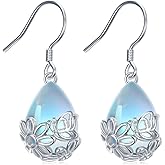 Moonstone Earrings 925 Sterling Silver Moonstone Jewelry Flower Earring Butterfly Earrings for Women Moonstone Lover