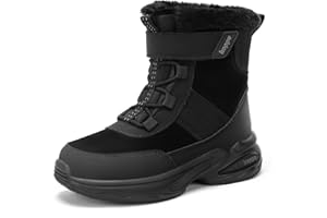 koppu Kids Snow Boots Winter Hook and Loop Waterproof Slip Resistant Fur Lined Insulated Mid Calf boys and girls Fashion Color Block shoes Toddler/Little Kid/Big Kid