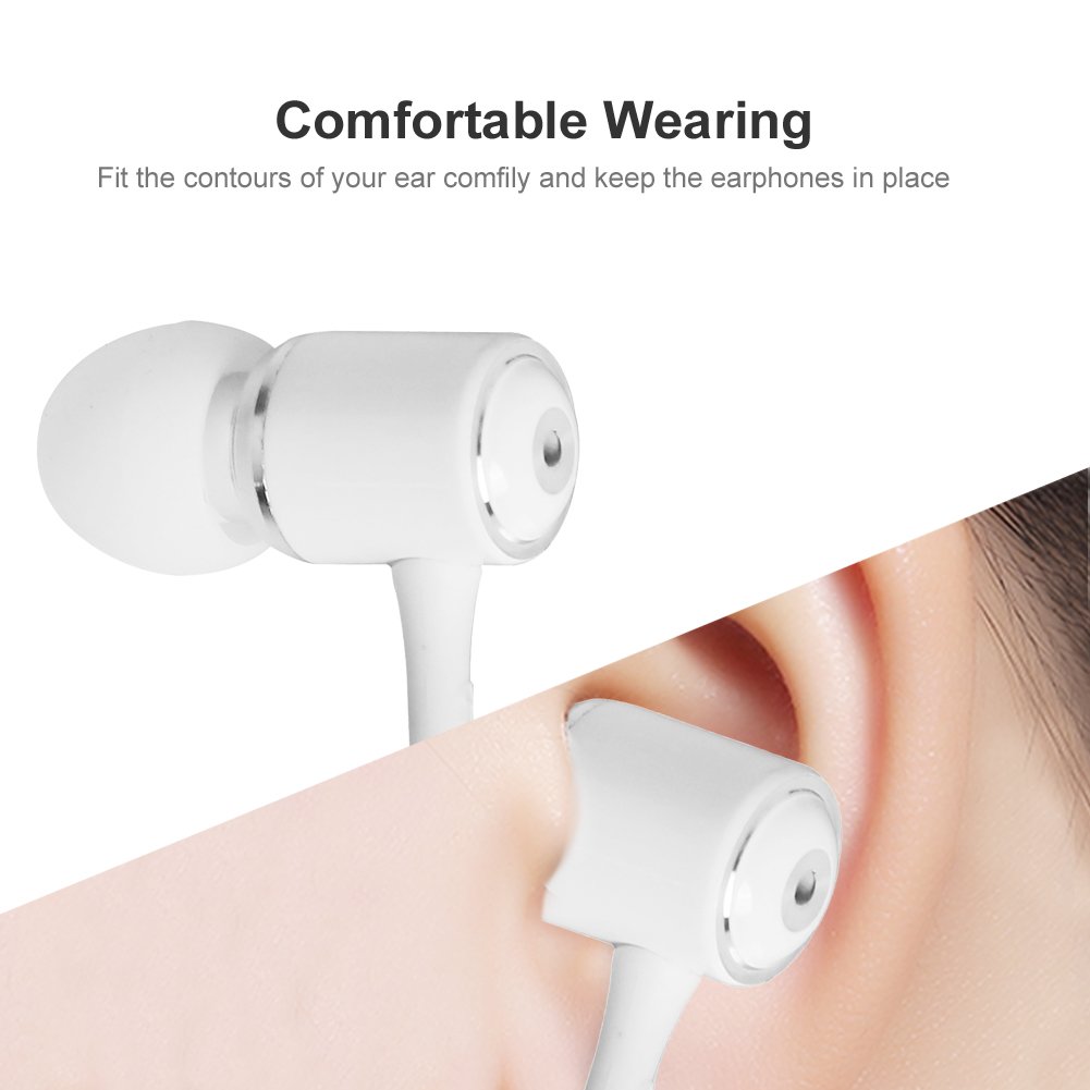 SMARTED Wired Earphones with Microphone 3.5mm Jack Volume Control Bass Noise Canceling In Ear Headphones with 4 Earbuds Runing 4.2 ft (White)