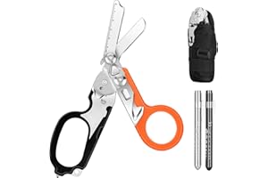 Awaiymi 6 In1 Multifunction Emergency Response Shears, Stainless Steel Foldable Trauma Shears with Strap Cutter and Glass Bre