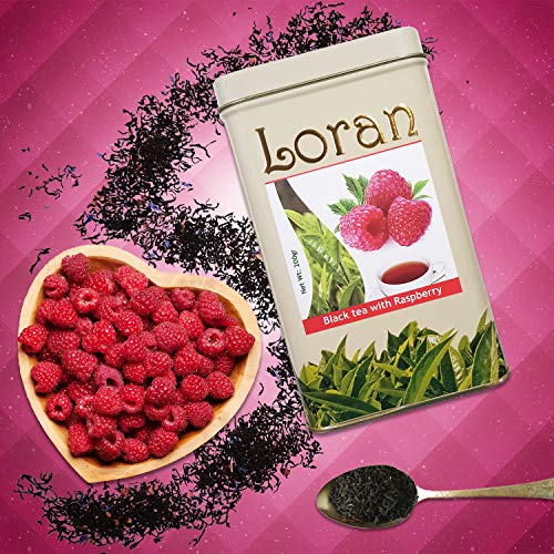 LORAN - Schwarzer Tee mit Himbeere, Premium Qualität, Ceylon Tee aus Sri Lanka, lose in Dose 200g, Himbeerstückchen… – Bild 7