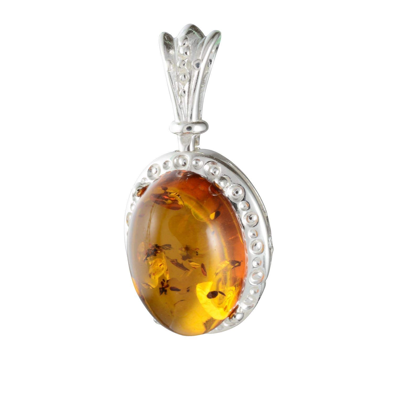 HolidayGiftShops Sterling Silver and Baltic Honey Oval Amber Pendant Ana