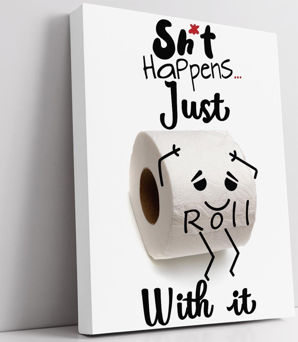 Wall Décor - Biufo Wall Art for Bathroom Inspirational Quotes Wall Decor Black White Canvas Print Picture for Restroom (12