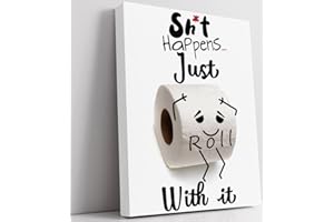 Biufo Wall Art for Bathroom Inspirational Quotes Wall Decor Black White Canvas Print Picture for Restroom (12"x16")