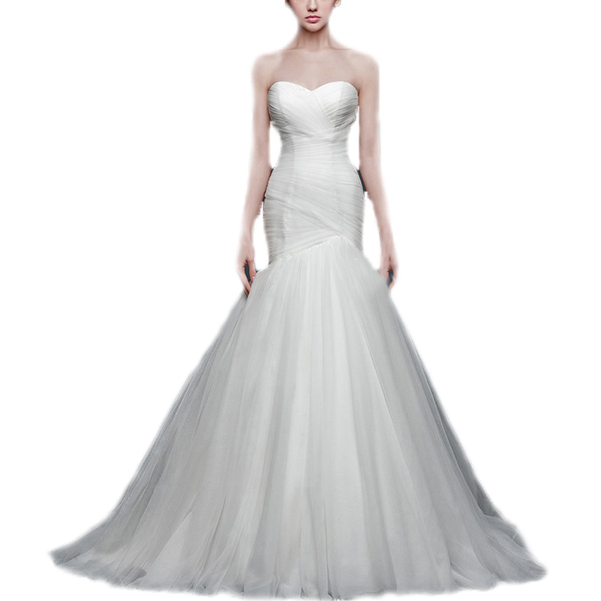 Kayle 2017 Sweetheart Strapless Organza Mermaid Wedding Dresses Sexy Pleated Bridal Gowns