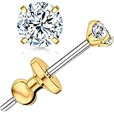 Limerencia Moissanite Stud Earrings, F136 Titanium Screw Back Earrings, D Color VVS1 Clarity Lab-created Moissanite Earrings, Hypoallergenic G23 Pure Titanium for Women Men Sensitive Ears