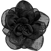 Large Camellia Flower Brooch Pin for Women Fashion Dainty Lightweight Organza Satin Fabric Big Brooches Lapel Pins Wedding Dance Party Dress Accessories Exaggerated Jewelry Gift