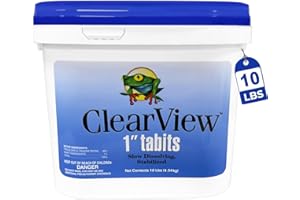 ClearView Chlorine Tablets 1 Inch 10 Lbs for Swimming Pools, 1" Chlorinating Tablets for Spa Hot Tub Chemicals Pool Chlorinating Sanitizer, Kills Bacteria Controls Algae