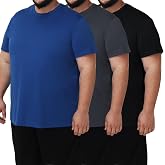 Uzvag Men's 3 Pack Lightweight Plus Size Short Sleeve T-Shirt Crew Neck Big &amp; Tall Sizes Stretch T-Shirt for Casual Wear