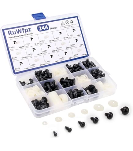 Lot 32 Yeux De Sécurité 22 Mm – 4 Couleurs (Noir, Marron, Doré, Transparent) + Rondelles Pour Peluches