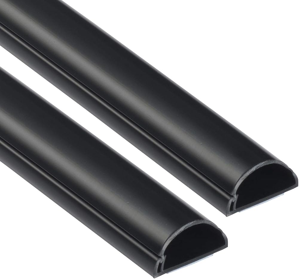 D-Line 30x15mm Cable Trunking 2m Pack Black Half Round Self-Adhesive