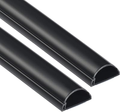 D-Line 30x15mm Cable Trunking 2m Pack Black Half Round Self-Adhesive